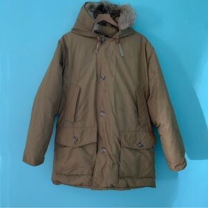 Woolrich Vintage Down Coyote Fur Trim Hooded Waterproof Parka Winter Coat L Rare